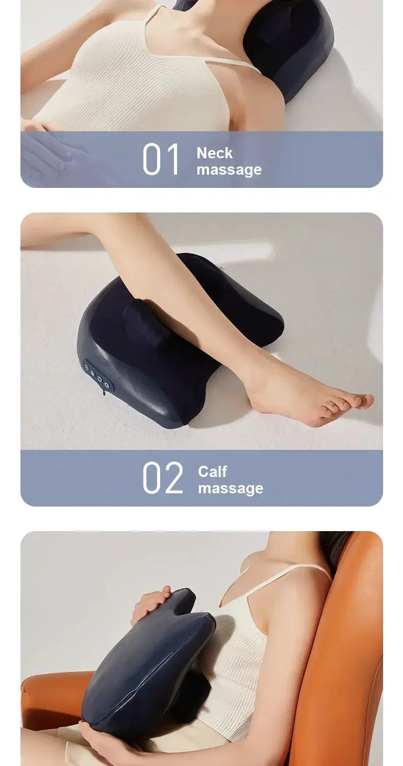 JAIYORL Trapezius massage pillow, dark blue wireless massager for neck and calf by Simples Market