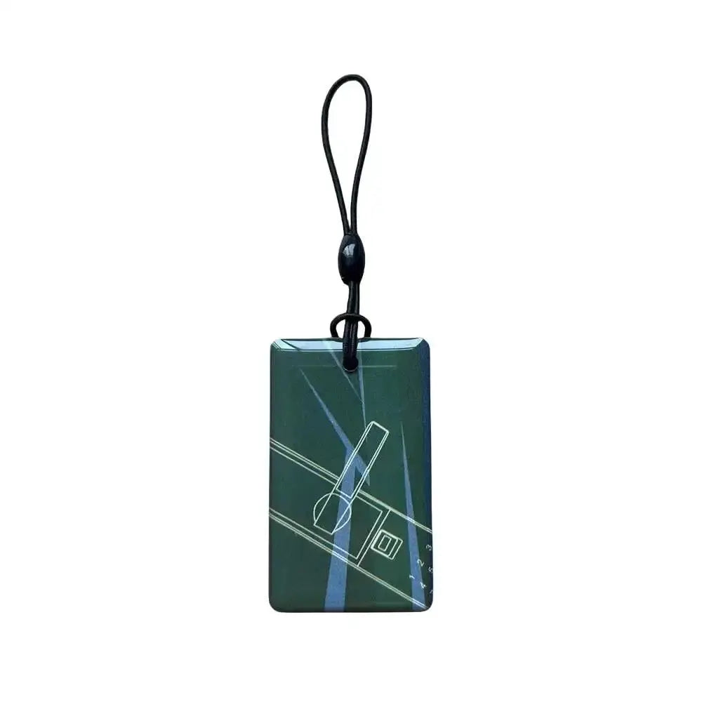 Simples Market RFID key tag, green rectangular waterproof 13.56MHz UID rewritable NFC keyfob with black strap