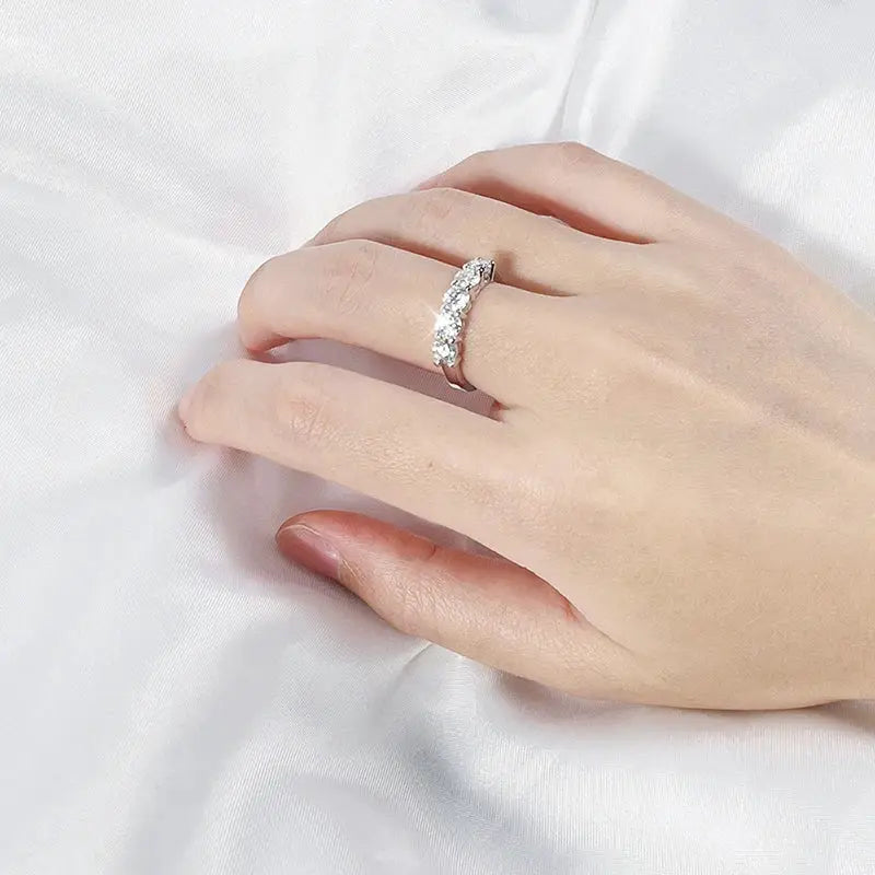 White Gold D Color 4mm Moissanite Ring For Women 1.5CT Stone Wedding Band GRA Certified S925 Sterling Silver
