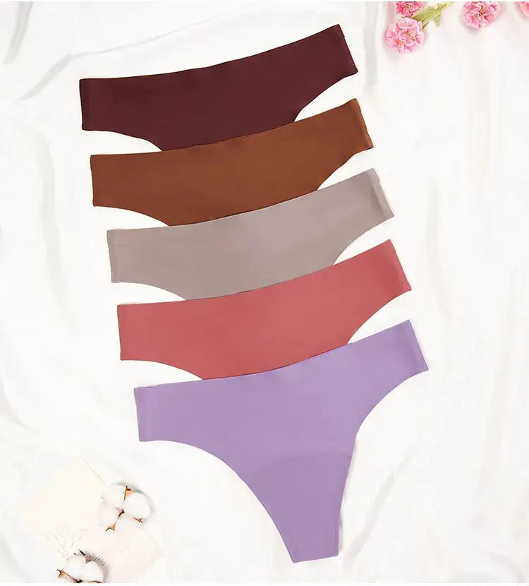 Set of five seamless low-waist menstrual panties thong in assorted colors by Simples Market
