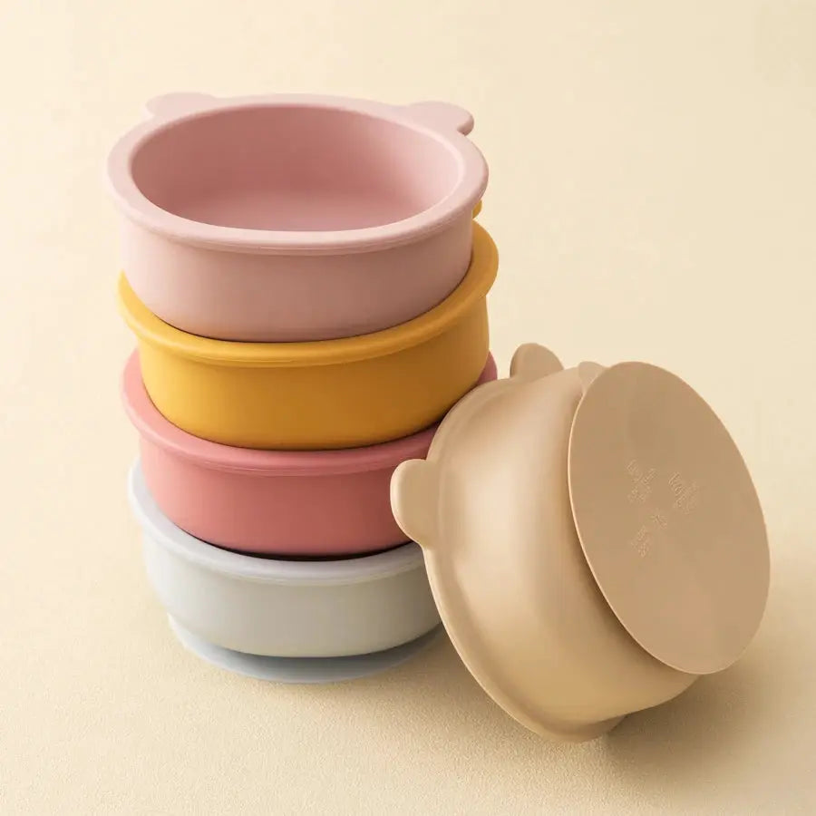 Silicone Baby Tableware Suction Dinner Set Bear Shape Bowl For Toddlers Cartoon Cute Mealtime Training