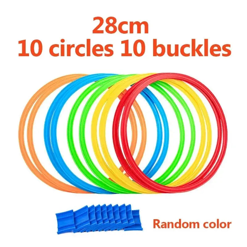 Outdoor Agility Training Lattice Jump Ring Set With 10 Hoops And 10 Connectors For Park Football Drills