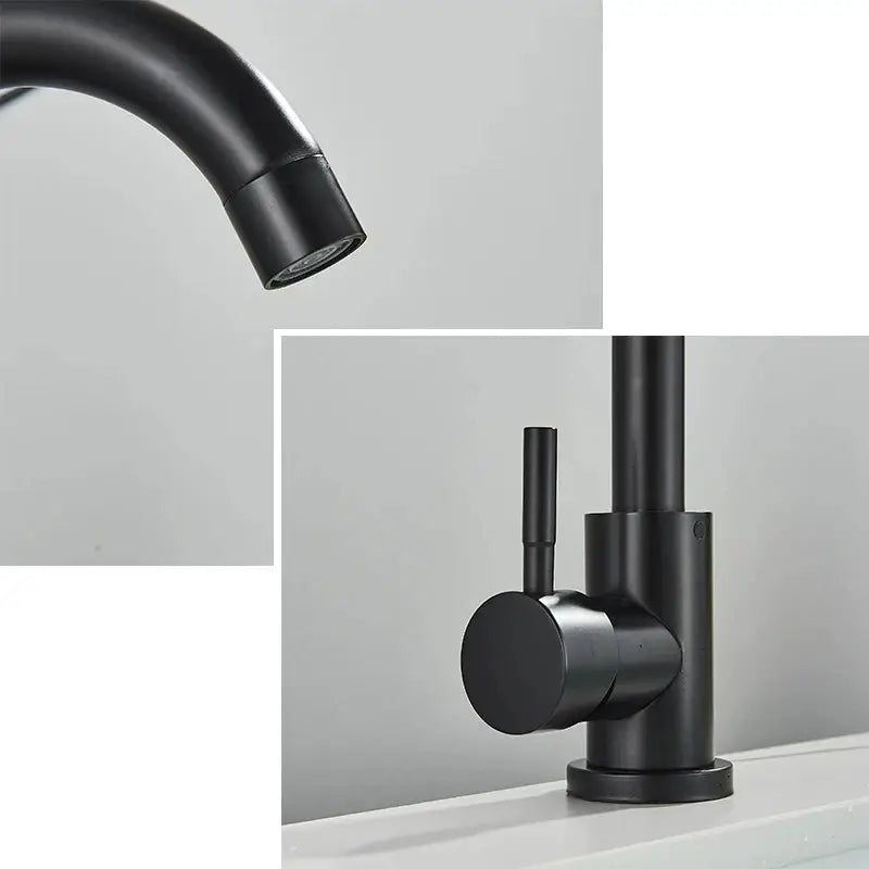 Simples Market 304 stainless black bathroom basin faucet with 360° rotation and single-handle control