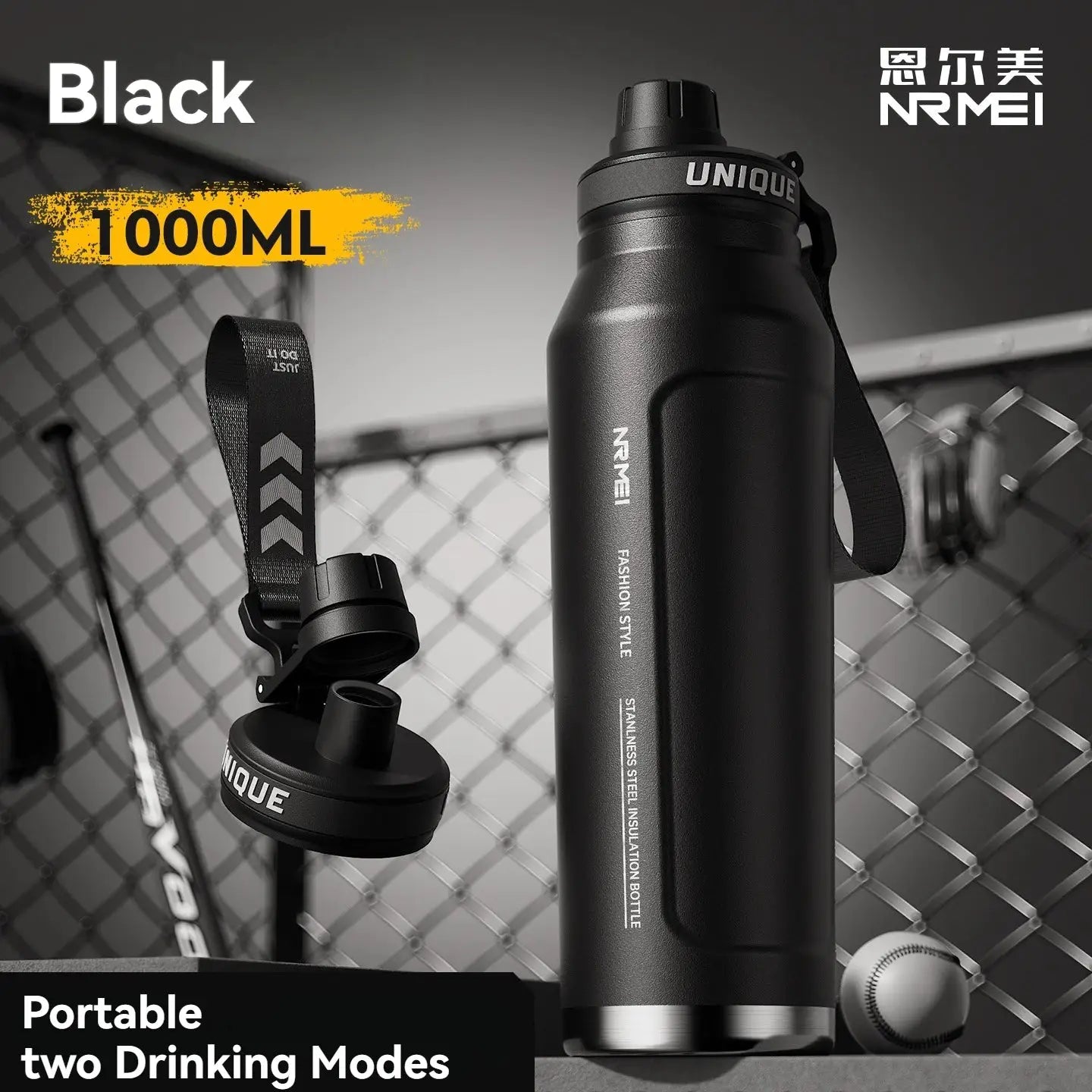 1L Insulated Stainless Steel Water Bottle Vacuum Flask With Handle