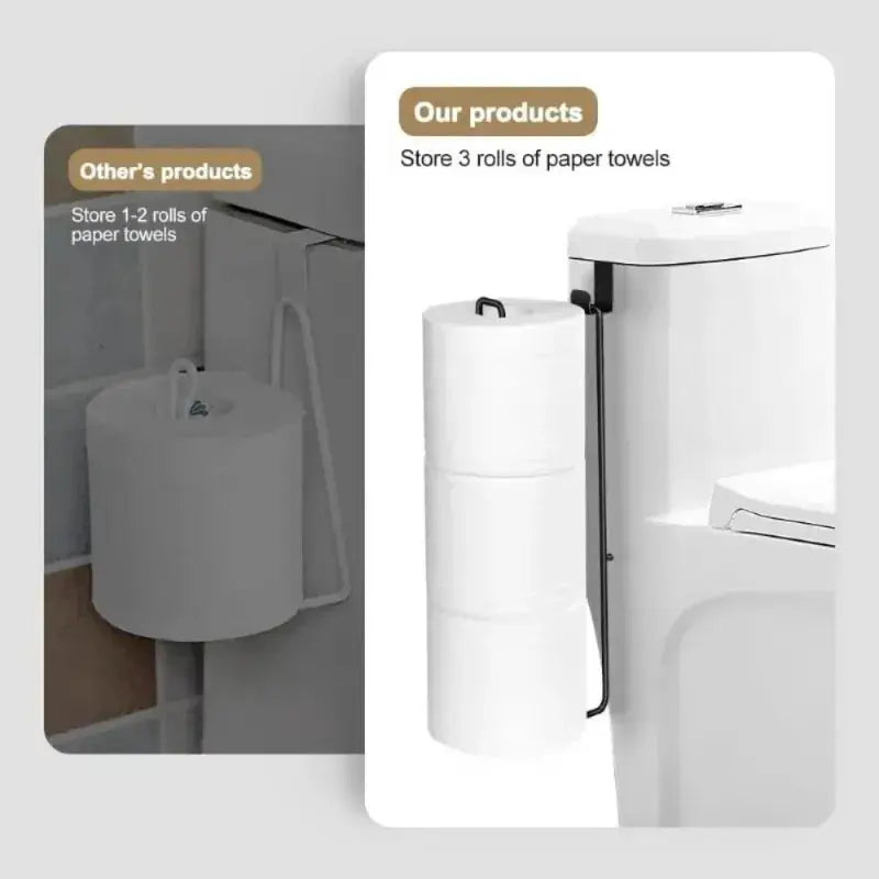 Simples Market black iron self-adhesive toilet paper holder with towel bar for no-drill bathroom wall mount