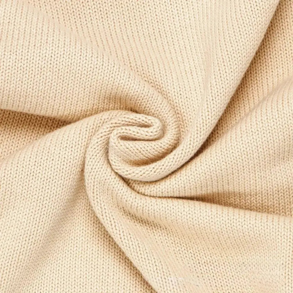 Men's beige knitted sweater vest with thick ribbed knit fabric