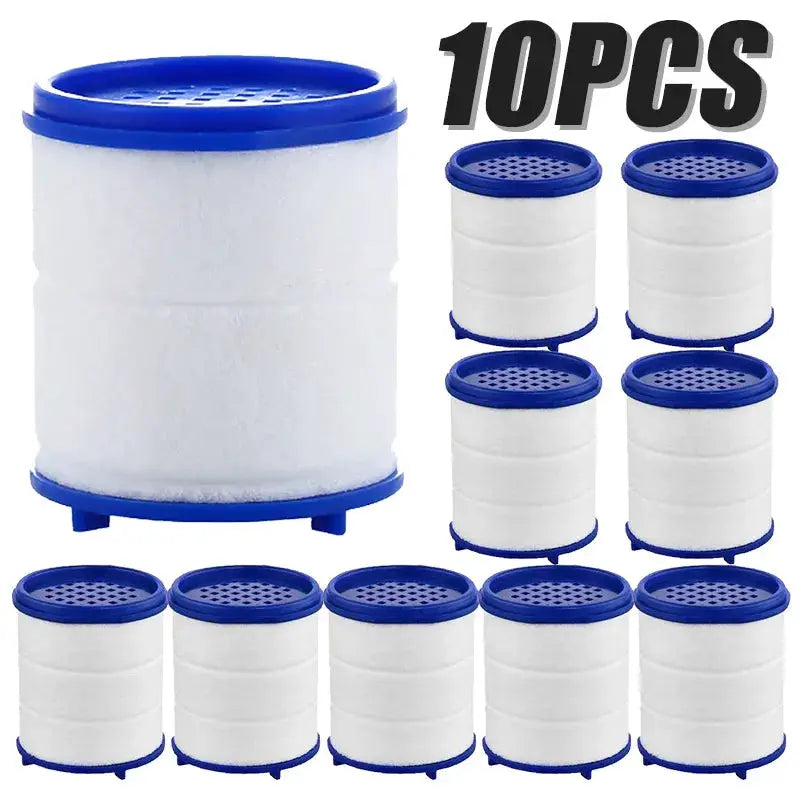 Simples Market faucet filter cartridge set, white PP cotton filters with blue rims, 10 pieces
