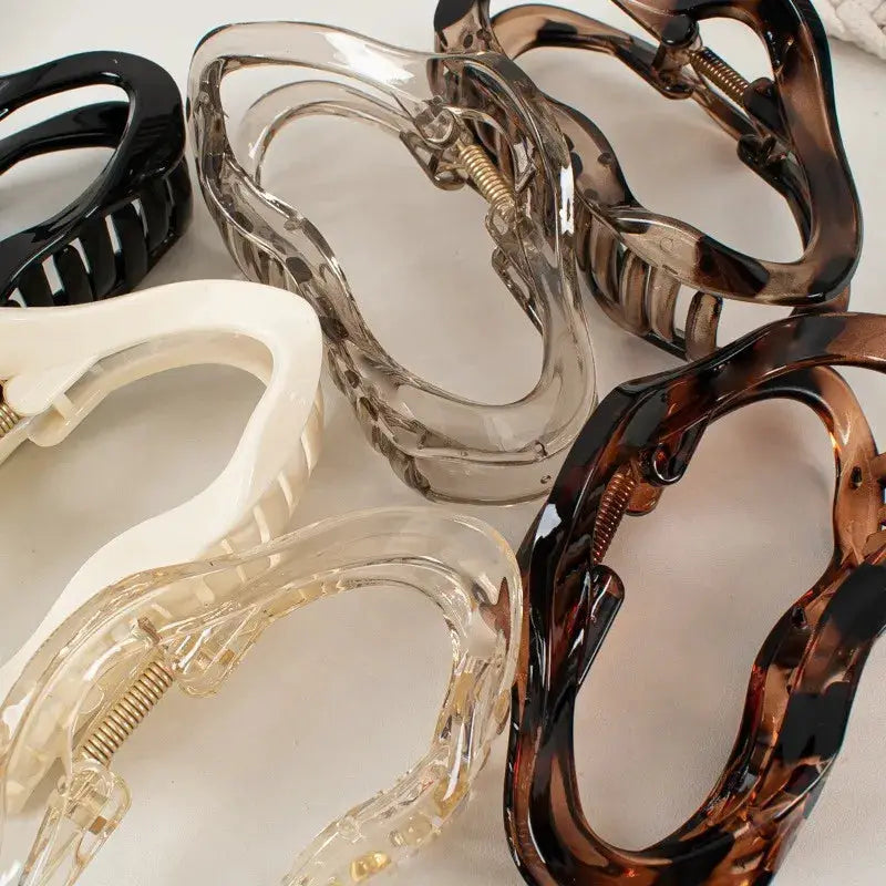 LuxeCrab Irregular Hollow Out Hair Clips Large Tortoiseshell Crab Barrettes for Women and Girls