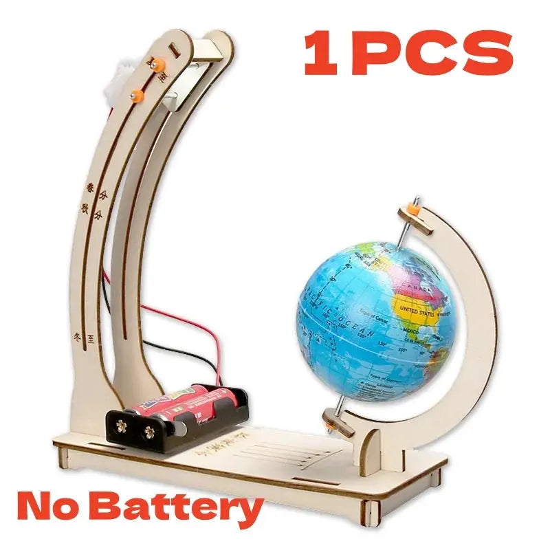 DIY Earth Model Day Night Cycle Science Kit For Kids Educational Globe Toy Wooden Handmade STEM Classroom Learning