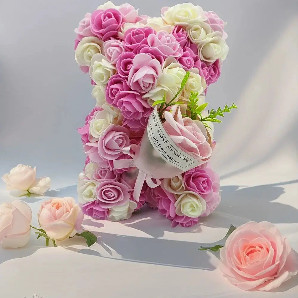 Artificial Rose Bear With Hand Corsage Gift For Valentines Day Birthday Wedding Mothers Day