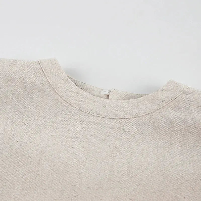 Linen Two Piece Pant Set With Crop Top For Women Spring Summer 2025