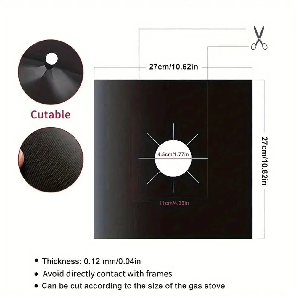 Four Or Eight Piece Gas Stove Protector Cover Set Stovetop Burner Liners Fiberglass Mats For Easy Cleanup
