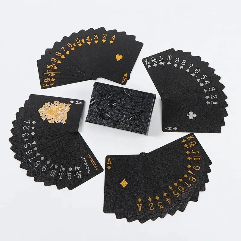 Black And Gold Playing Cards Waterproof Deck For Poker Games Magic Tricks And Board Game Collection