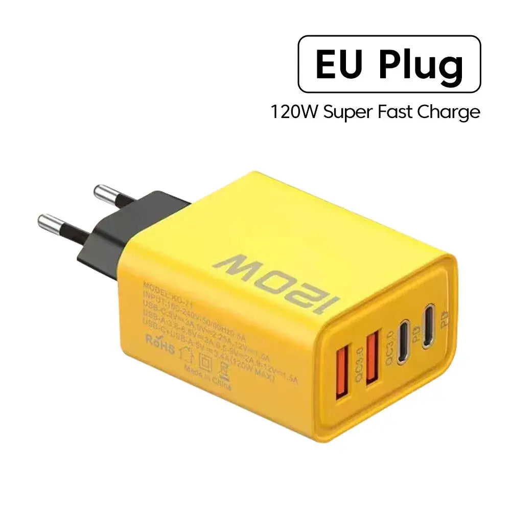 Four Port USB C PD Charger With Quick Charge 3.0 Type C Fast Charging For iPhone 16 15 Samsung Xiaomi Huawei