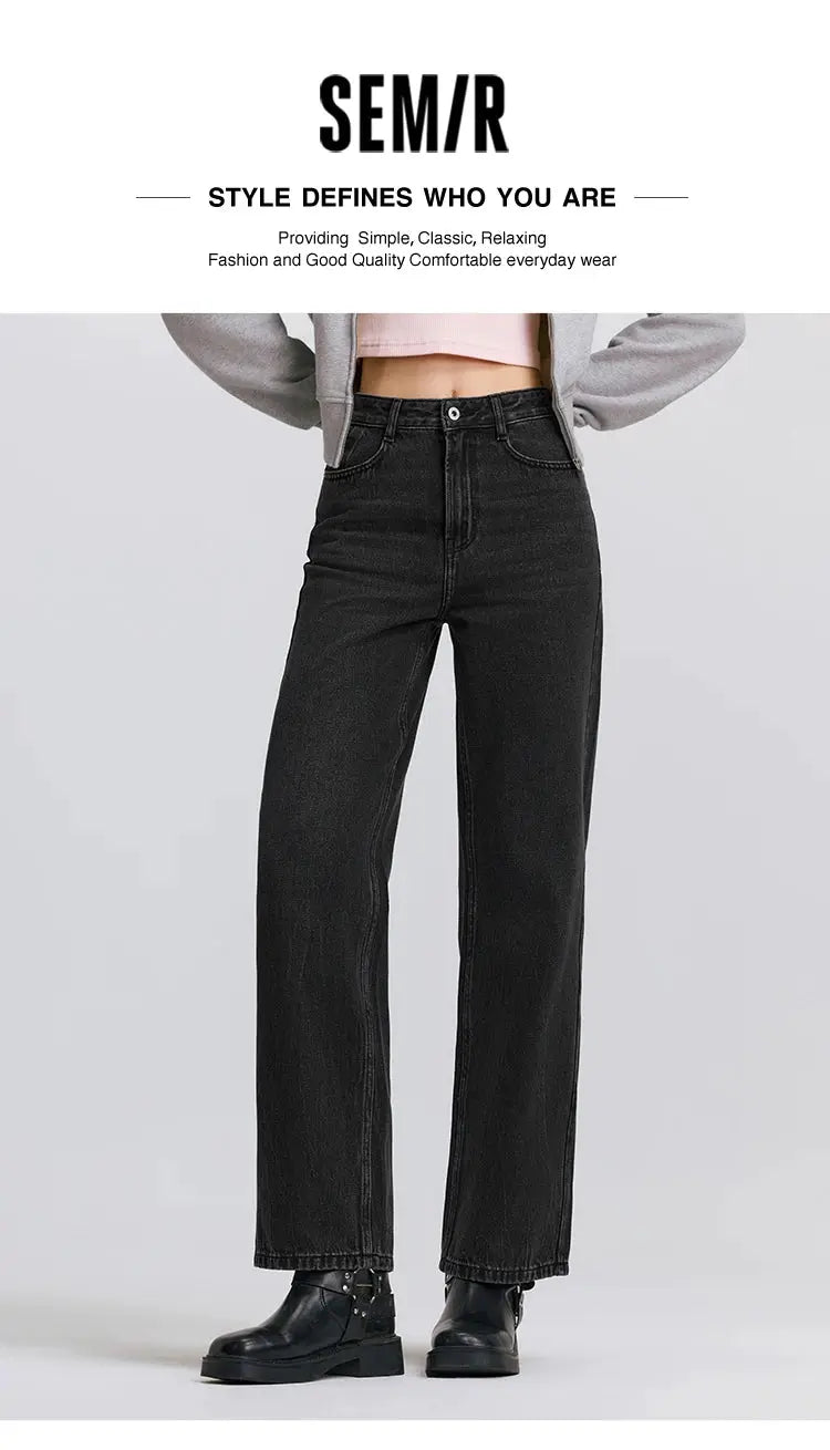Semir Jeans Women Vintage Wide Leg Trousers Spring 2025 Soft Denim
