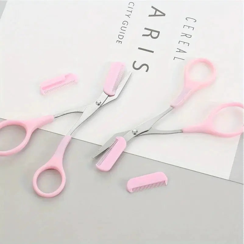 GleamLine Stainless Steel Eyebrow Trimming Scissors With Comb For Safe Precise Grooming And Perfect Brows