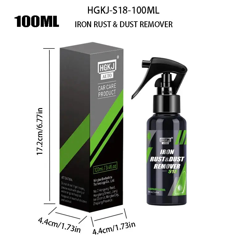 HGKJ Iron Rust & Dust Remover spray, blue bottle; black box with green accents, 100 ml, 2-item set