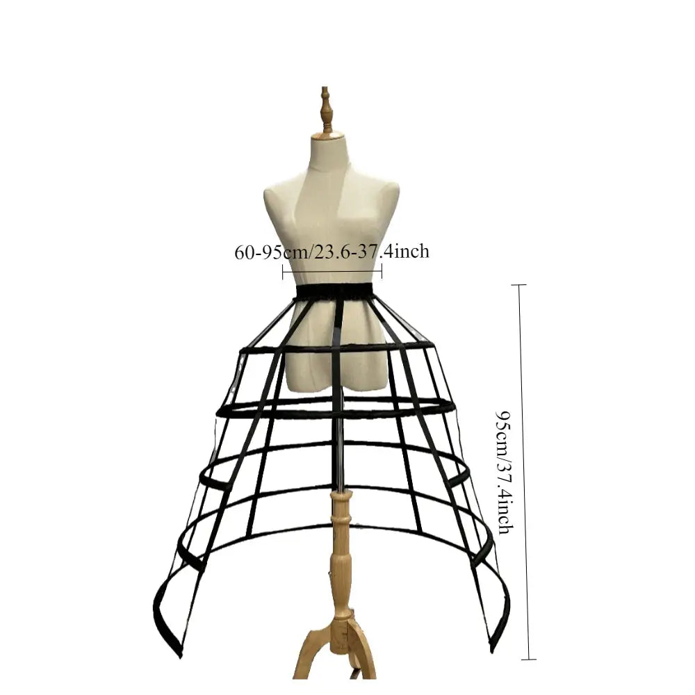 AuroraGown Girls 3 Hoops Crinoline Cage Bustle Petticoat Adjustable Pannier For Dramatic Dress Volume