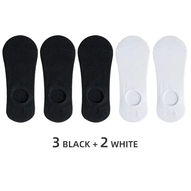 Men Invisible No Show Socks 5 Or 10 Pairs Breathable Cotton Silicone Non Slip Ankle Boat Socks