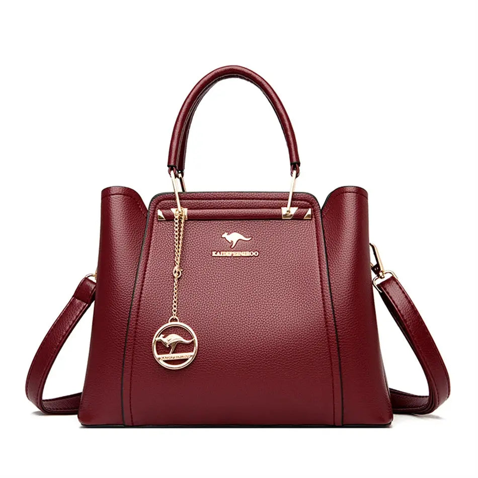 NobleGrace Soft Leather Luxury Handbag Women Triple Layer Tote Large Capacity Shoulder And Crossbody Bag