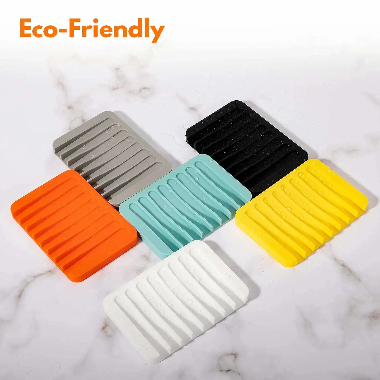 Silicone draining soap holder set, 7-color assortment for kitchen or bathroom countertops