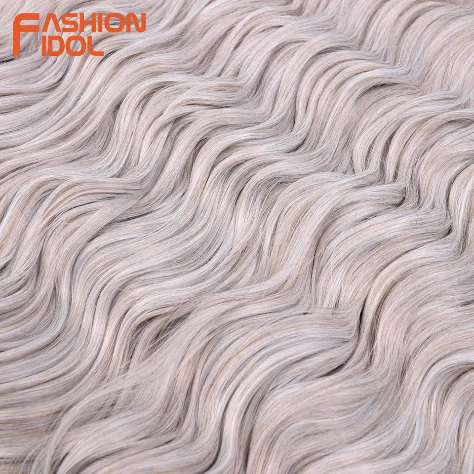 Anna 24-inch synthetic water-wave braiding hair extensions, ombre blonde, Fashion Idol watermark