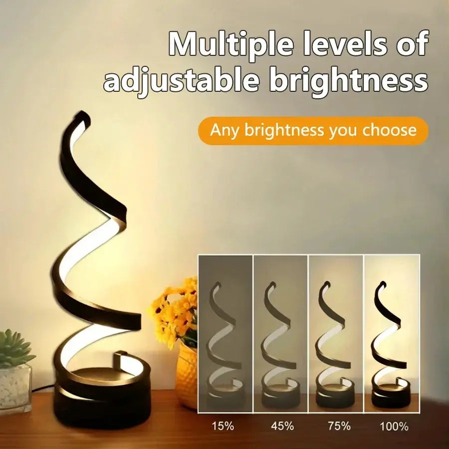 LuminaGlow Spiral LED Table Lamp Dimmable Night Light For Bedside, Office, And Living Room Decor
