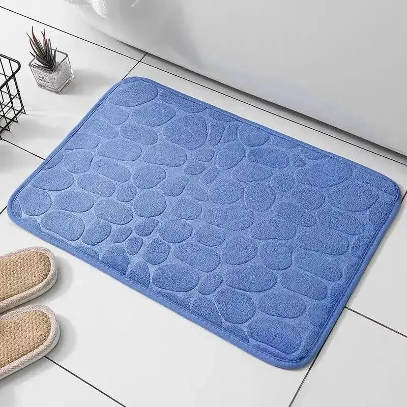 LuxNest Memory Foam Embossed Velvet Carpet Mat Non Slip Cobblestone Design For Bathroom And Living Room