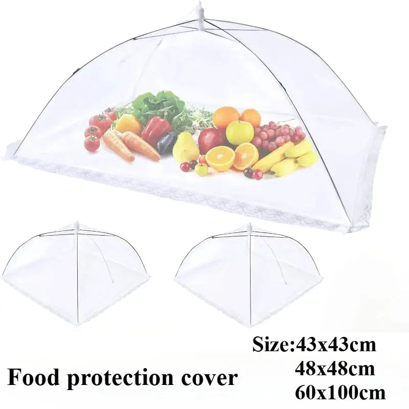 Food protection cover set of three clear domes for food storage, sizes 43x43cm, 48x48cm, and 60x100cm