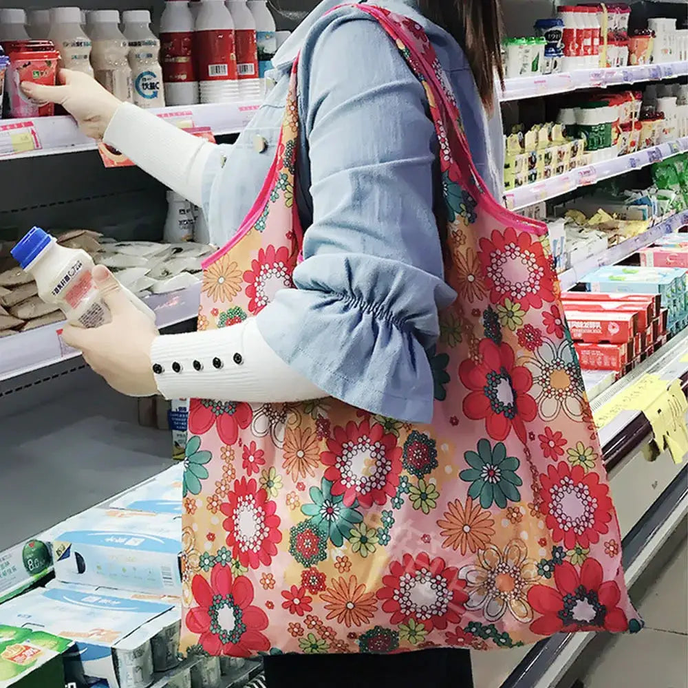 EcoCarry Large Foldable Reusable Tote Bag Made From 190T Polyester For Grocery Shopping Beach Storage