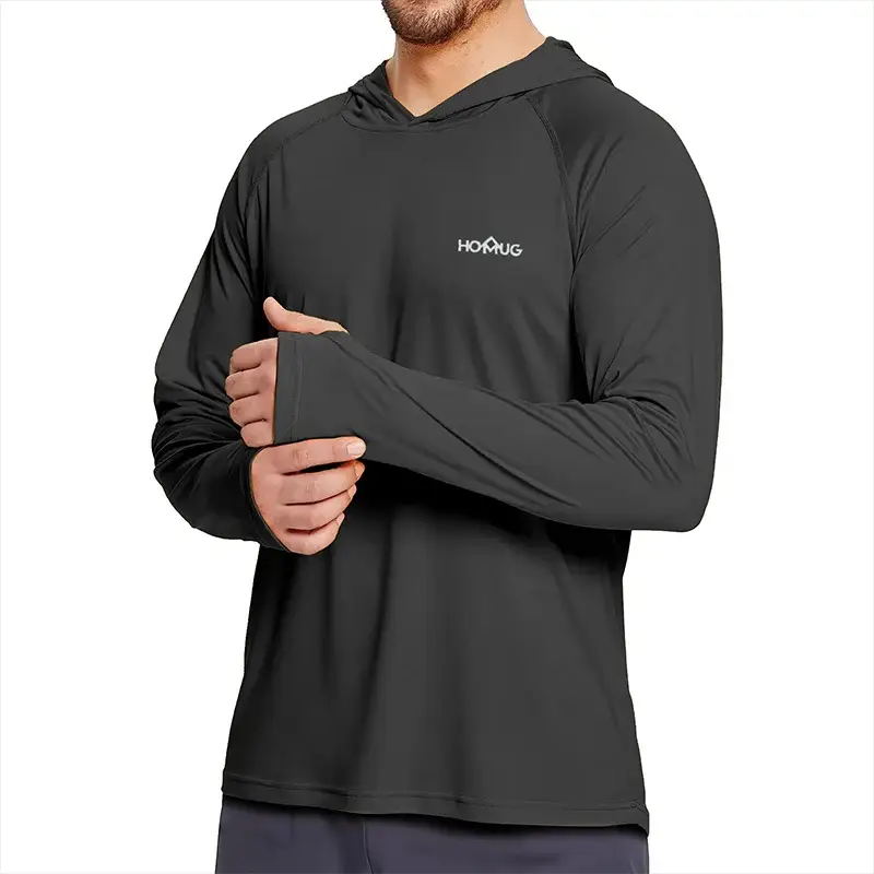 Men's UPF50 Plus Performance T Shirt Hoodie Long Sleeve Sun Protection Quick Dry for Running Fishing Casual Wear