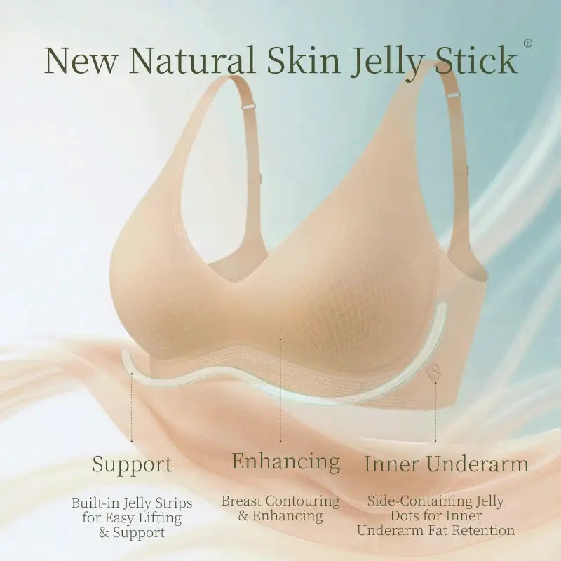 SUJIIN seamless wireless bra in nude beige; smooth cups with soft support bralette