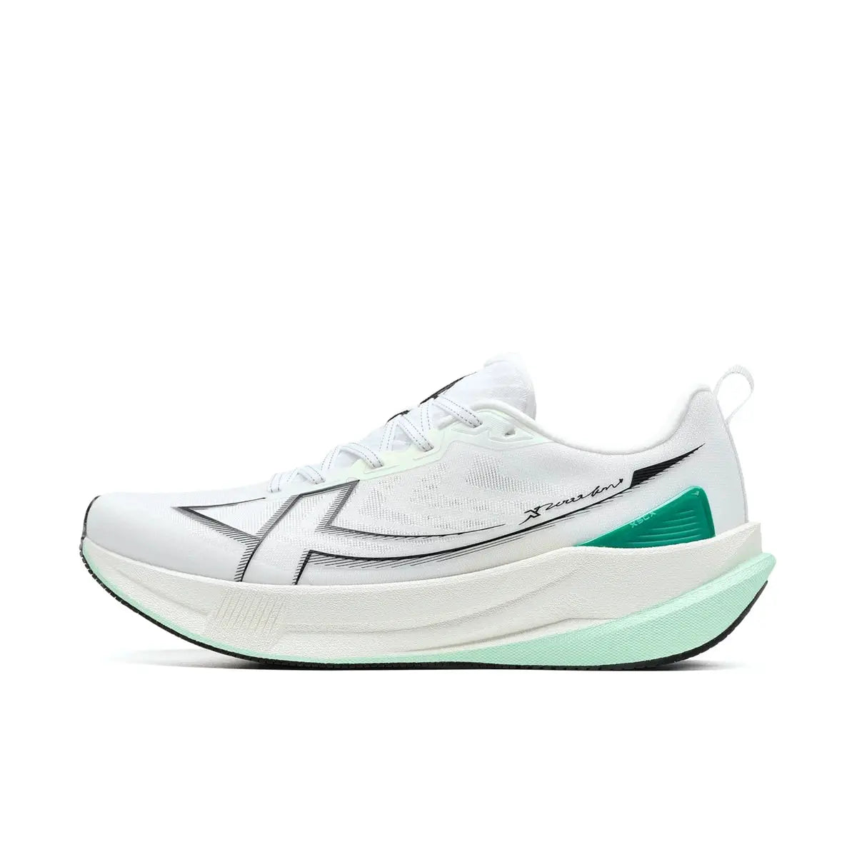 Xtep 2000km 5.0 running shoes for men, white with mint-green cushioned midsole