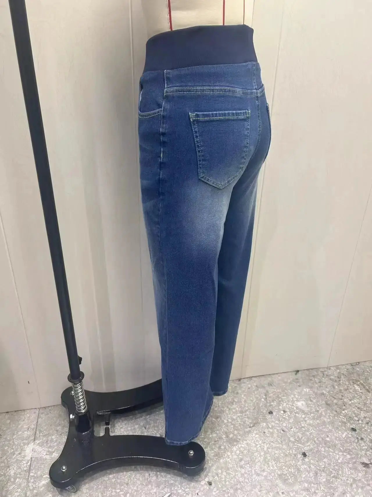 Y2K Baggy Jeans For Women Ribbed High Waist Loose Straight Leg Denim