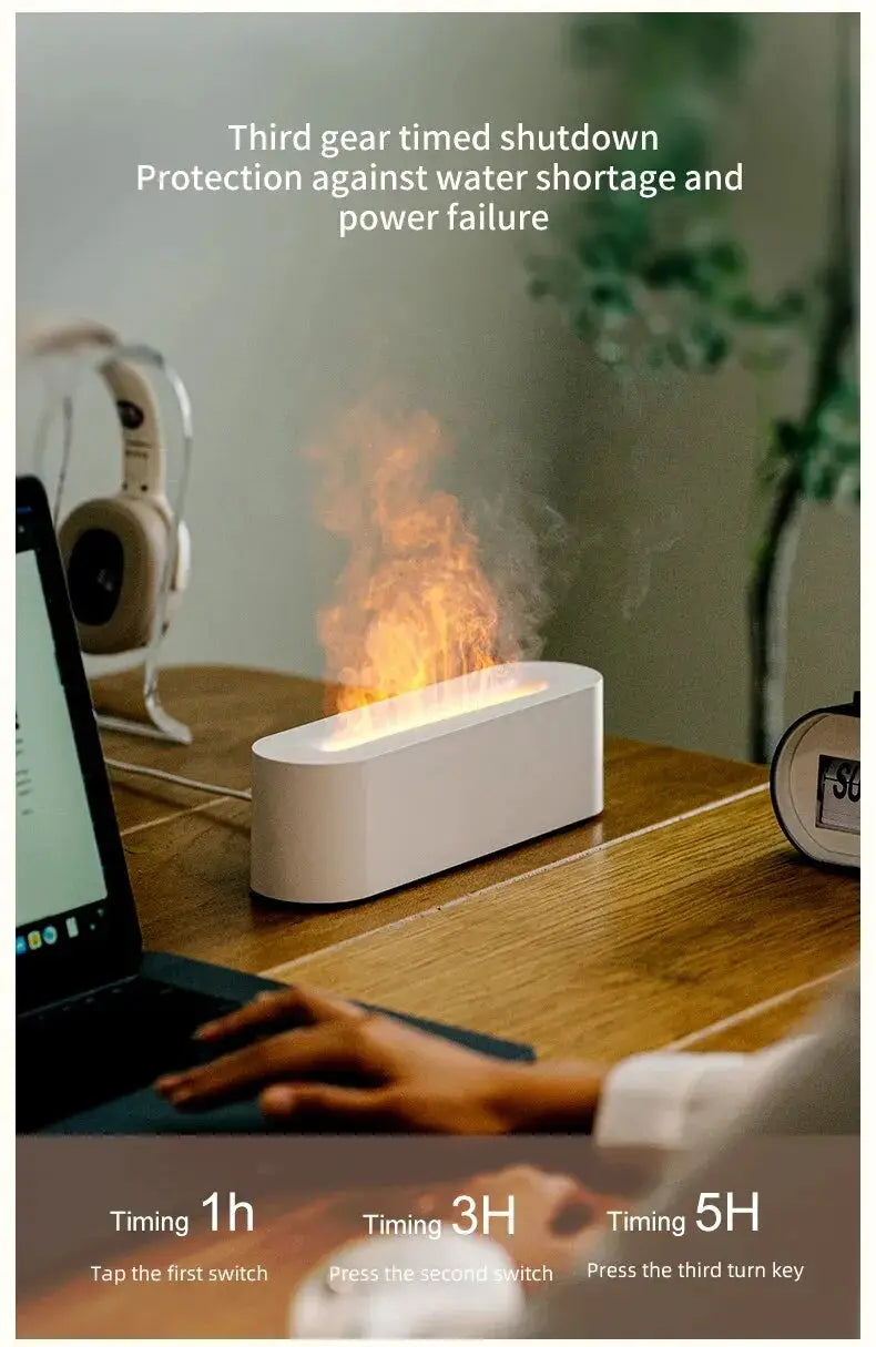 Newest RGB Flame Aroma Diffuser Humidifier USB Desktop Simulation Light Aromatherapy Purifier Air for Bedroom With 7 Colors