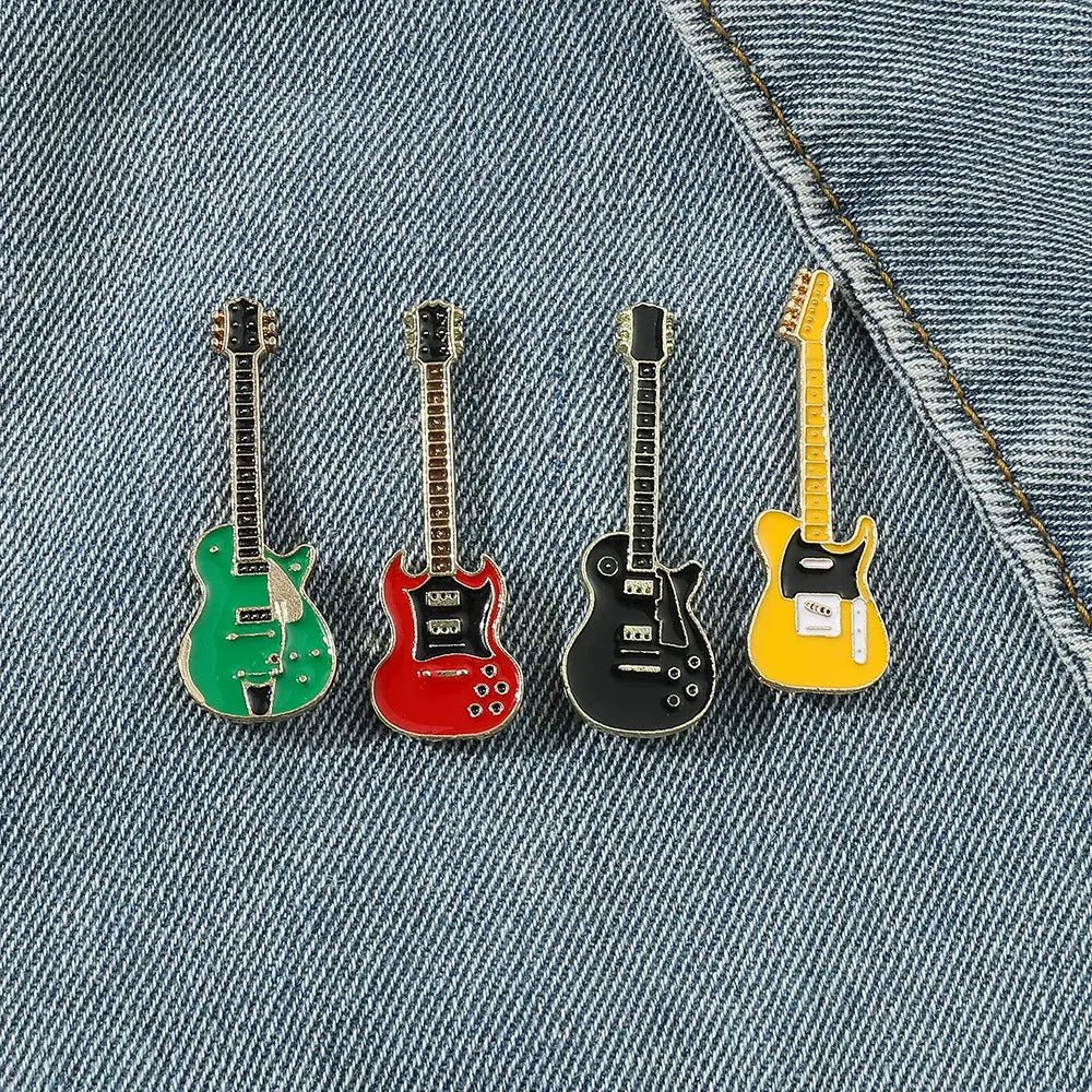 ZAKOL Vintage Metal Enamel Guitar Brooch Unisex Fashion Pin Gift For Men Women Musical Instrument Accessory - Simples Market