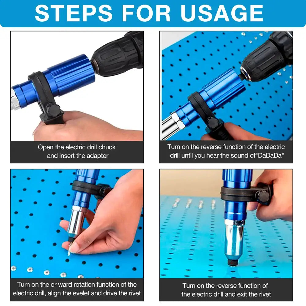 Electric Rivet Gun 2.4 To 4.8 Millimeter Portable Rivet Nut Gun Drill Adapter Kit For Wireless Cordless Use