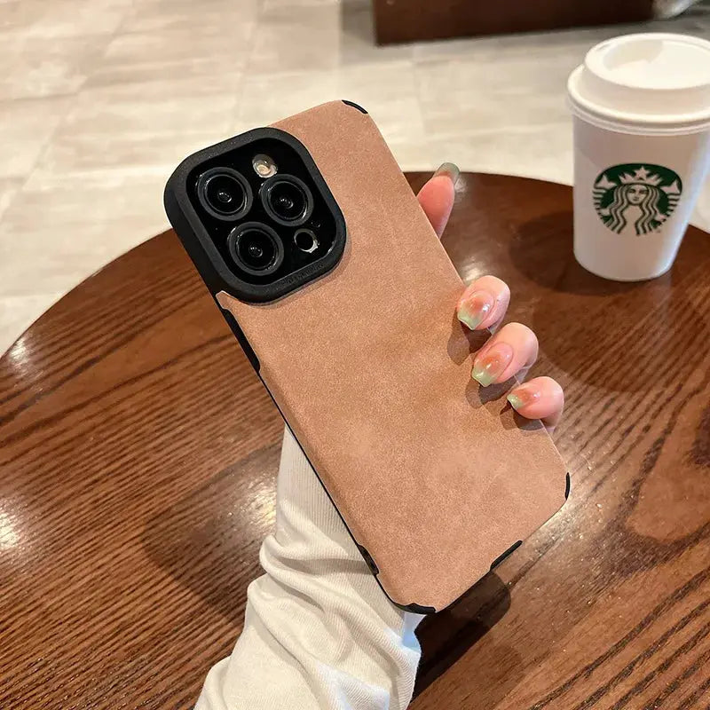 Fashion Matte Leather Silicone Case For iPhone 14 Plus 12 13 Mini 11 16 15 Pro Max 17 Pro Max Lens Protection