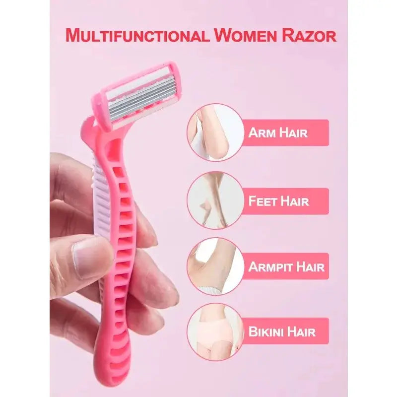 Manual Safety Razor For Men And Women With Handle And Three Replaceable Blades Six Layer Stainless Steel Shaving Head