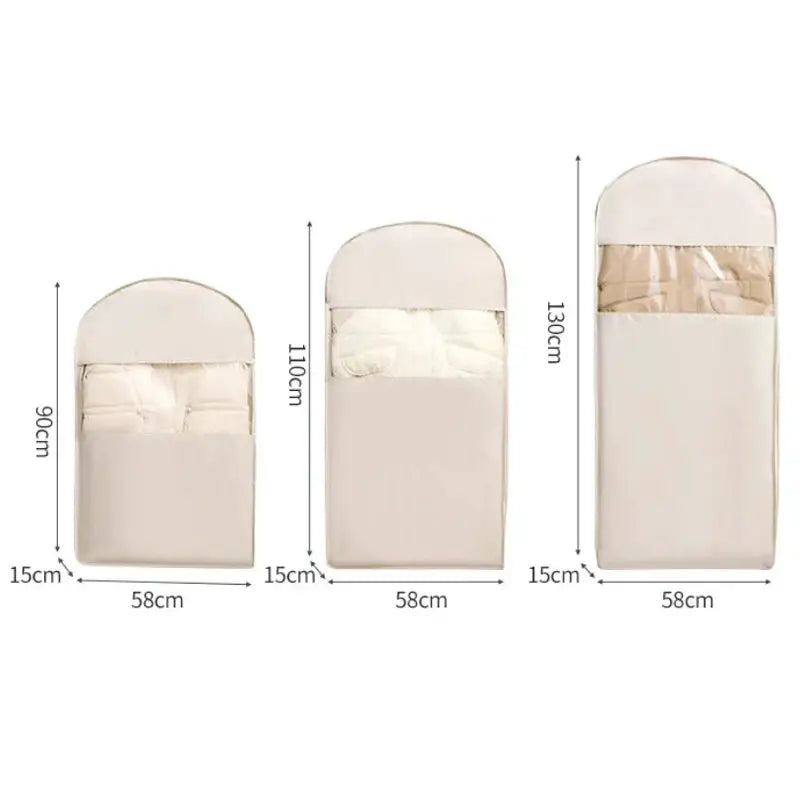 Clothing compression bag wardrobe organizer; beige, three sizes by Simples Market to save closet space.