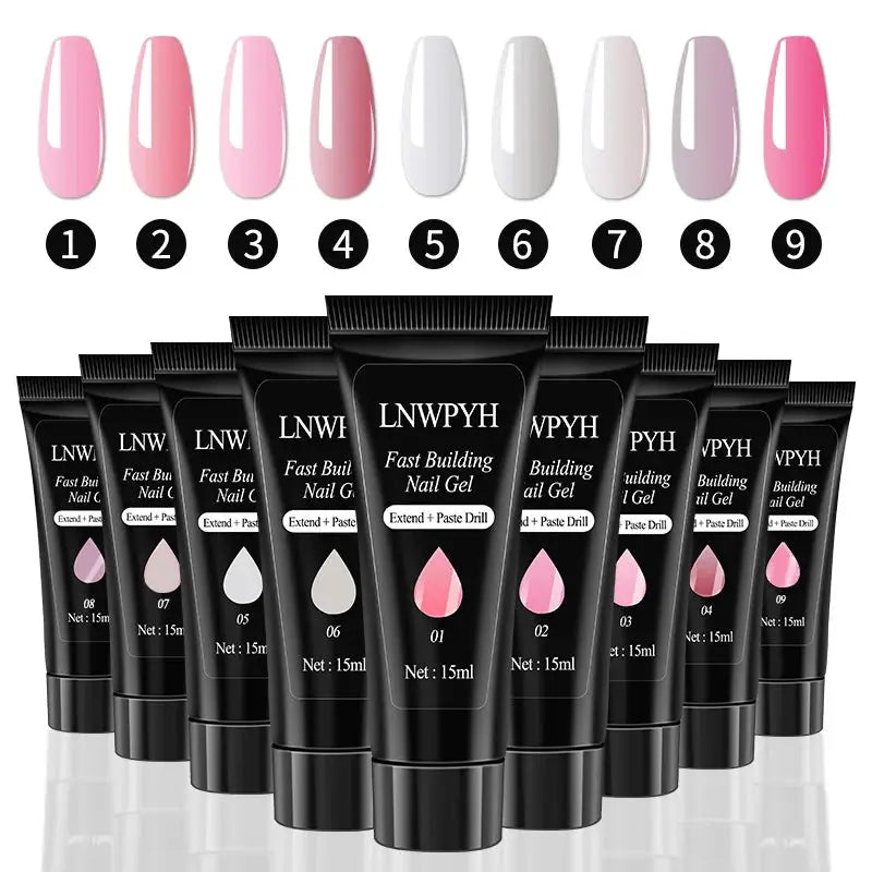 Nail gel kit by Simples Market with LED light, nail drill, 9 color gels and polish tubes