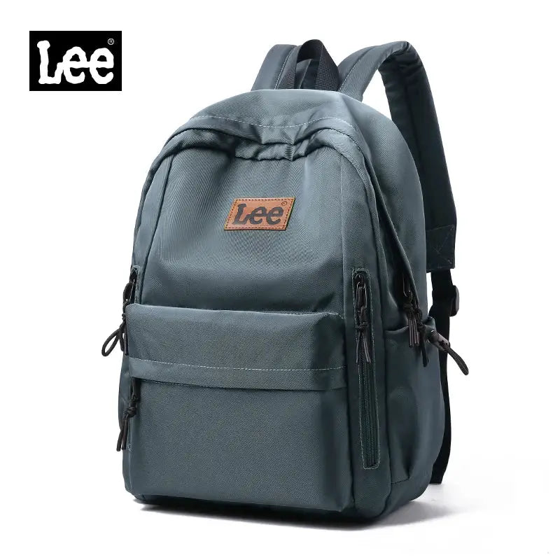 Lee 16-inch laptop backpack in teal Oxford fabric with front pocket and padded shoulder straps.