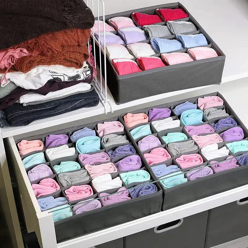 24 Lattice Non Woven Storage Box For Socks Briefs And Underwear Collapsible Wardrobe Organizer With Belts And Ties