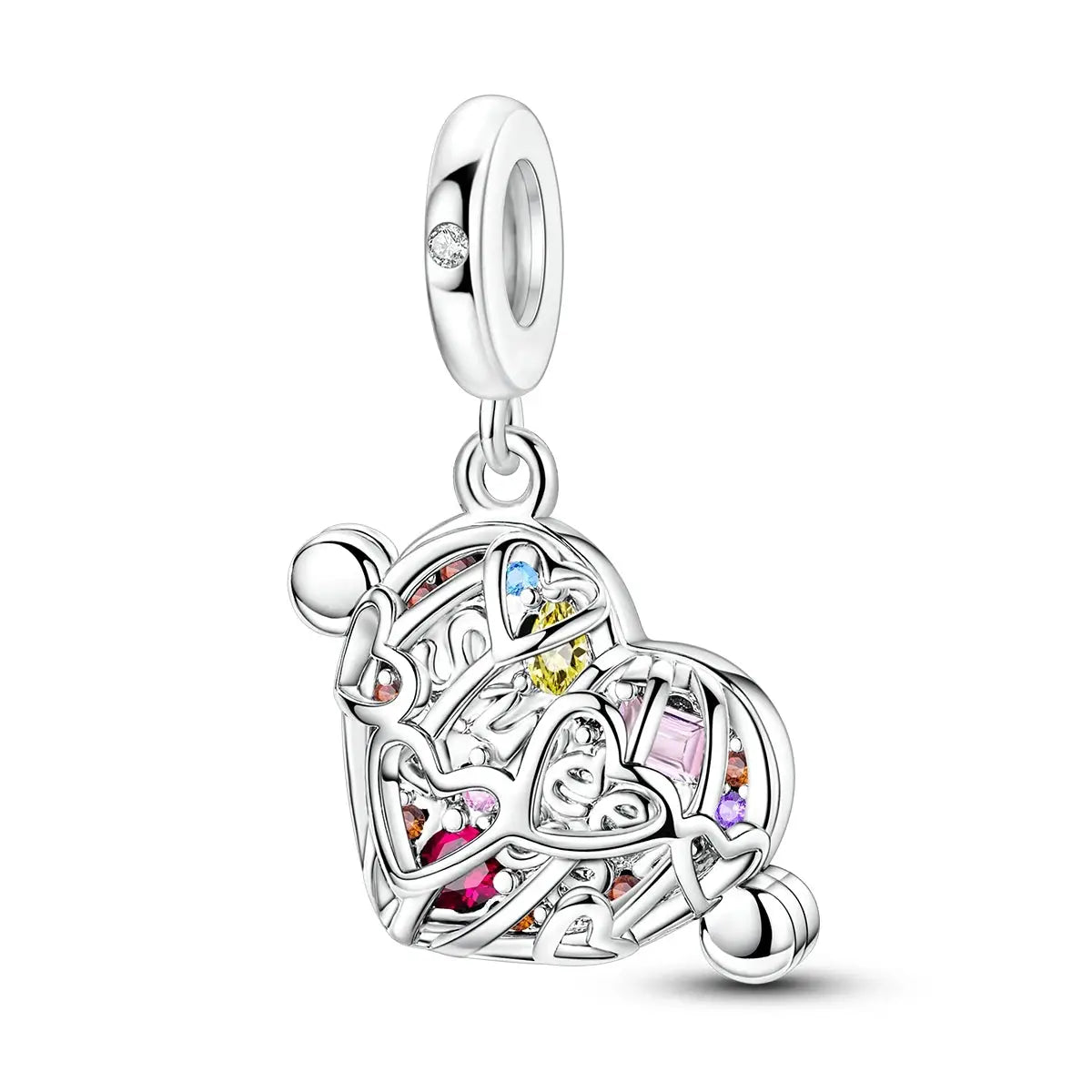925 Silver Charm Openable Nesting Doll Rose Princess Dress Pendant for Bracelet DIY Fashion Jewelry