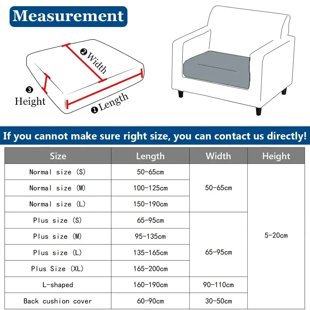 Thick jacquard sofa seat cushion cover by Simples Market, removable anti-dust furniture protector with size chart.
