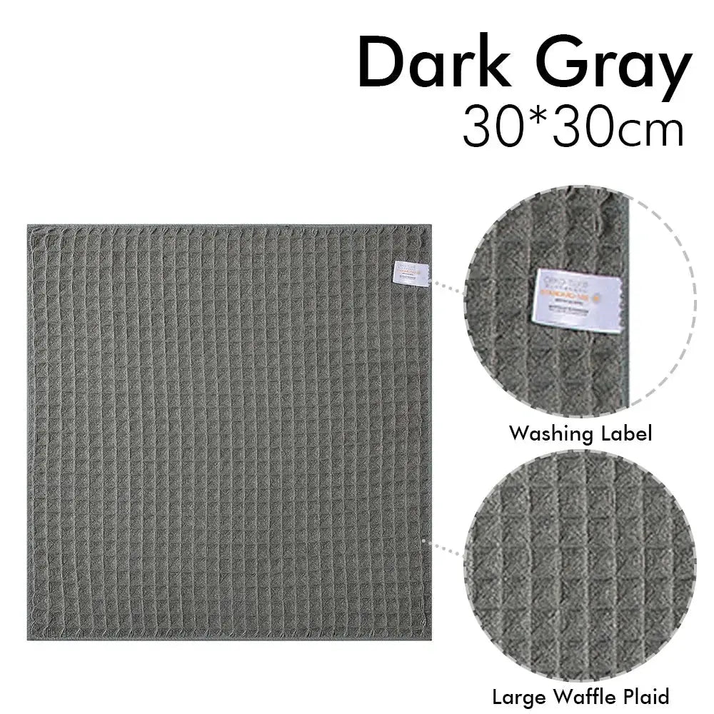 Barista cleaning towel, dark gray 30x30 cm, no-lint square cloth with waffle plaid texture for coffee machines