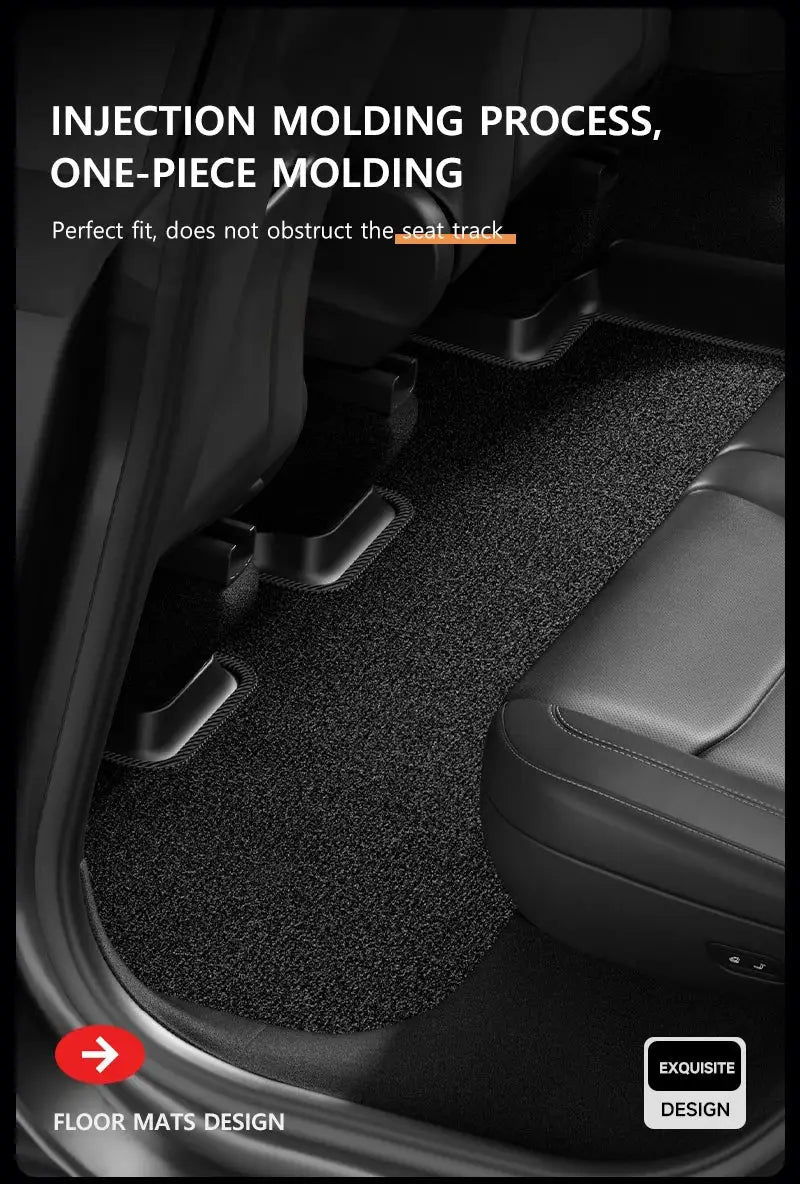 NovaAcc all-weather TPE floor mats for Tesla Model Y/3, black, set shown in car interior