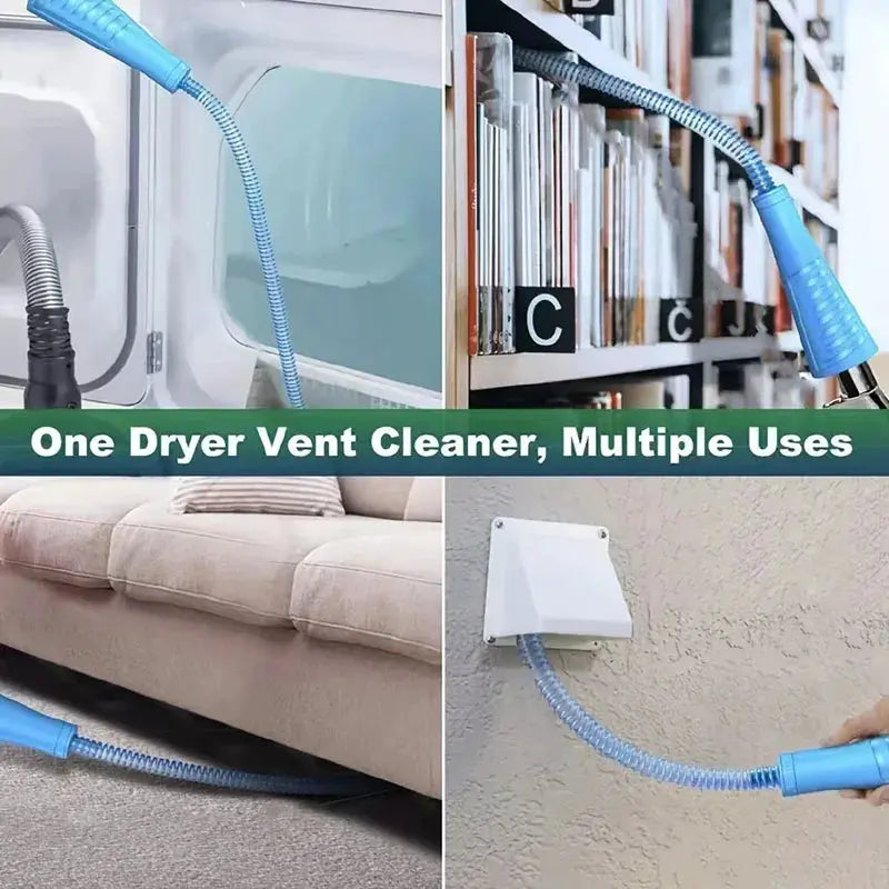 Dryer vent cleaner kit vacuum attachment by Simples Market, bendable blue lint-removal hose