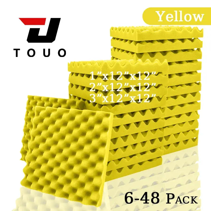 TOUO yellow egg-trough acoustic foam panels, high-density sound-absorbing material, 6-48 pack by Simples Market