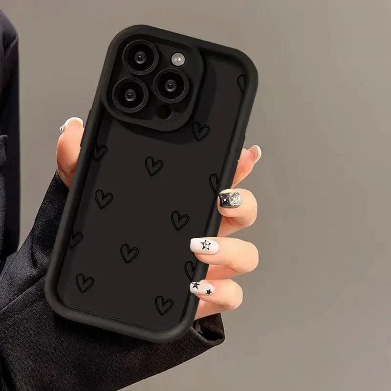 Love Heart IPhone Case Soft TPU Silicone Shockproof Protective Cover With Full Coverage